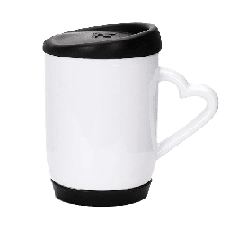 [NH13TACTNG] Taza Blanca con asa corazón y tapa de silicona color negro